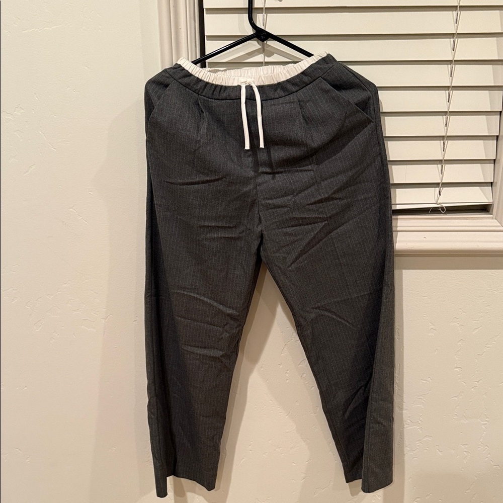 Zara Dark Gray Kids Pants with White Tie